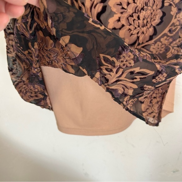 Y2K Brown Velvet Burnout Midi Dress Size S Fairy Grunge - Picture 9 of 13